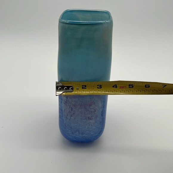 Vintage Multi-Tone Blue and Pink Pearlized Glazed Glass Vase​ - Picture 8 of 9